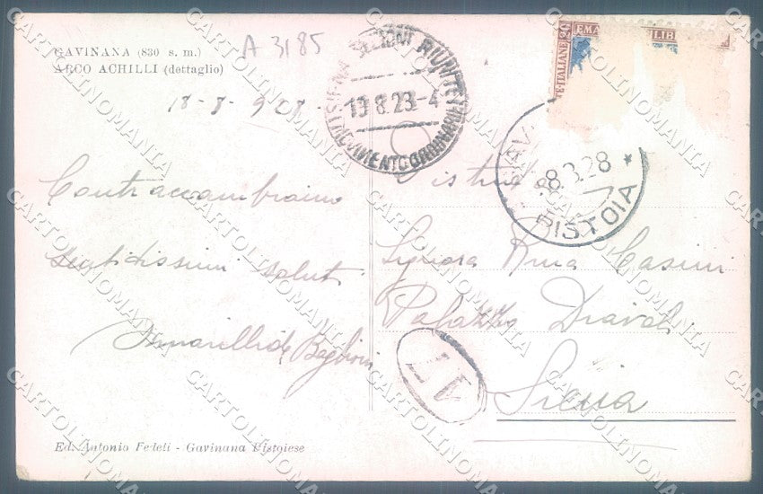 Pistoia San Marcello Pistoiese Gavinana Arco Achilli cartolina JK1169 – retro