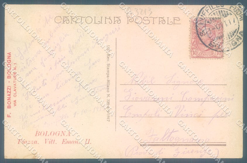 Bologna Città Tram Aeroplano Piazza Vittorio Emanuele II cartolina JK1187 – retro