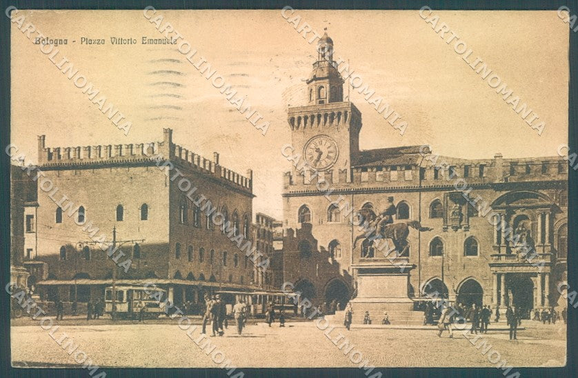 Bologna Città Piazza Vittorio Emanuele Tram PIEGA cartolina JK1198 – fronte