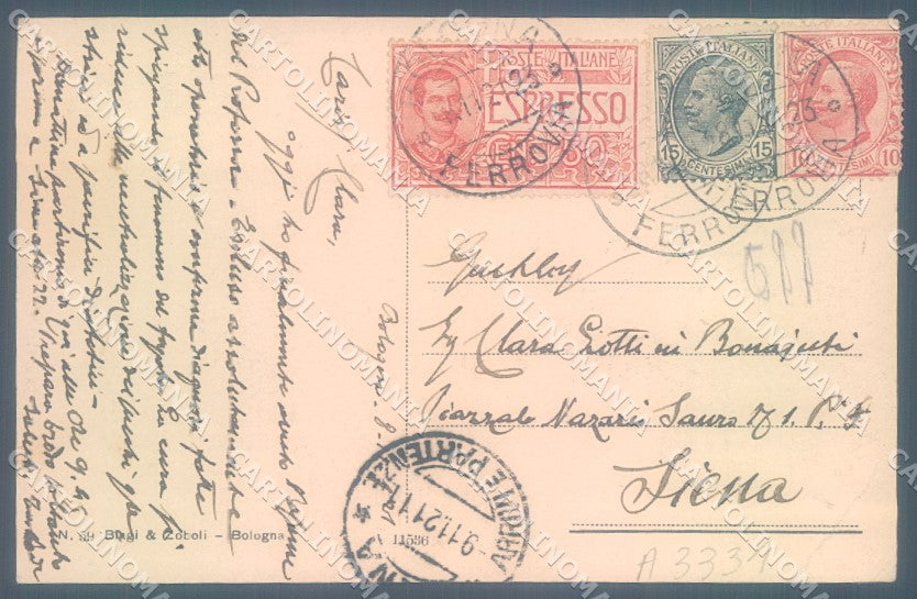 Bologna Città Foro dei Mercanti PIEGHE cartolina JK1229 – retro