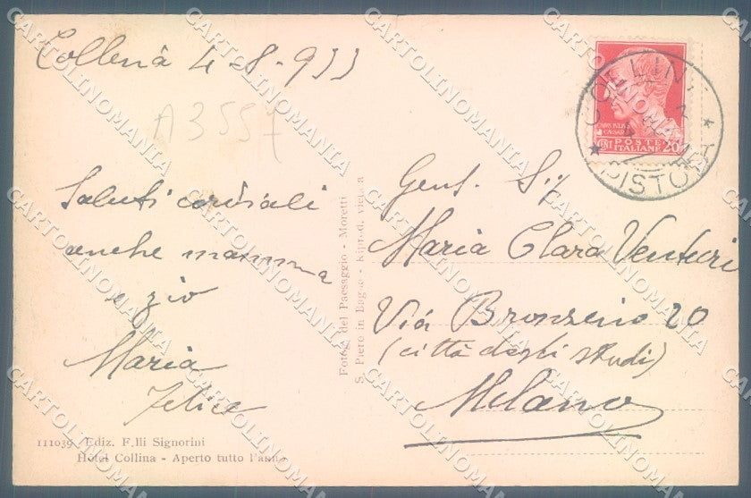 Pistoia Città Collina STRAPPINO cartolina JK1325 – retro