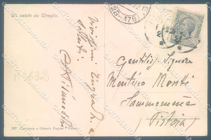 Pistoia Cireglio PIEGATA cartolina JK1354 – retro