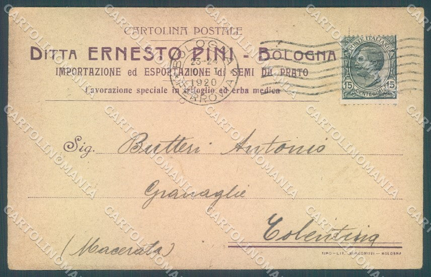 Bologna Città Ditta Ernesto Pini commerciale cartolina JK1368 – fronte