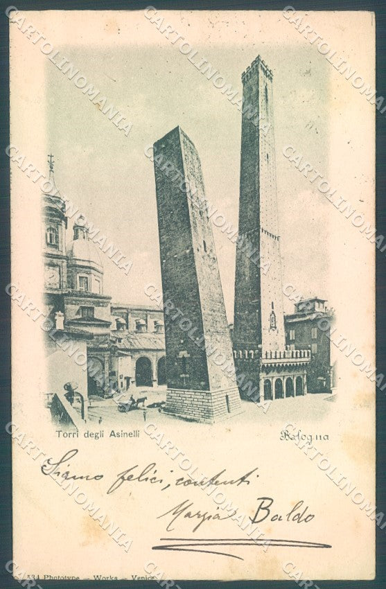Bologna Città Torri Asinelli Garisenda cartolina JK1373 – fronte
