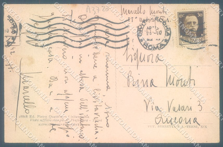 Roma Civitavecchia Viale Garibaldi PIEGA cartolina JK1390 – retro