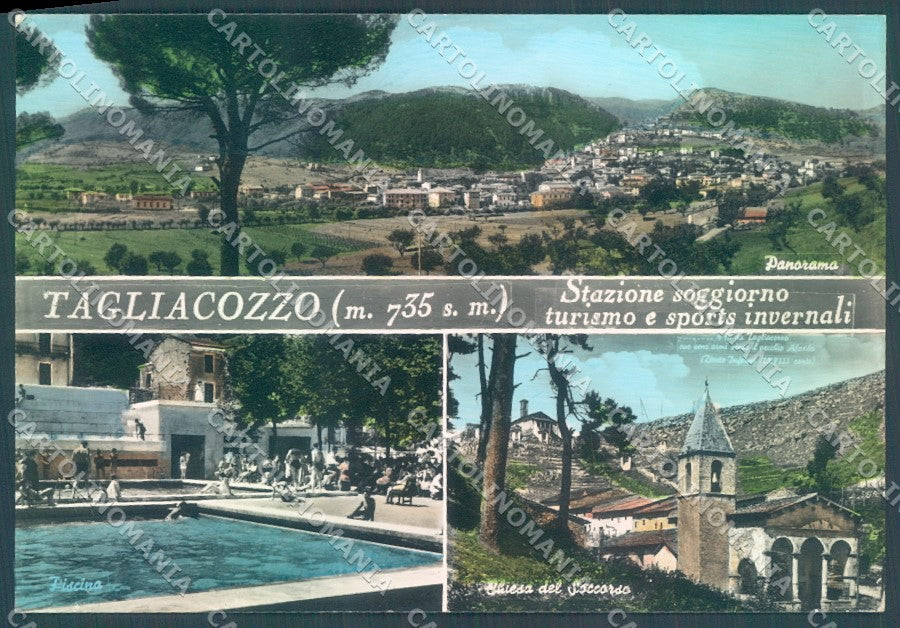 L'Aquila Tagliacozzo Chiesa del Soccorso Piscina Foto FG cartolina JK1437 – fronte