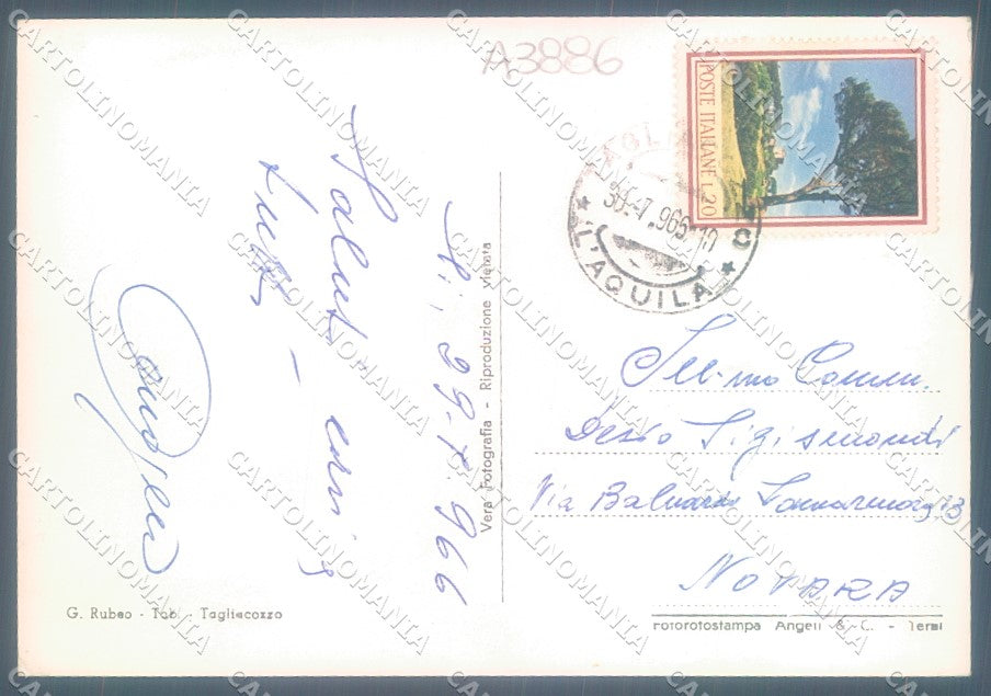 L'Aquila Tagliacozzo Chiesa del Soccorso Piscina Foto FG cartolina JK1437 – retro
