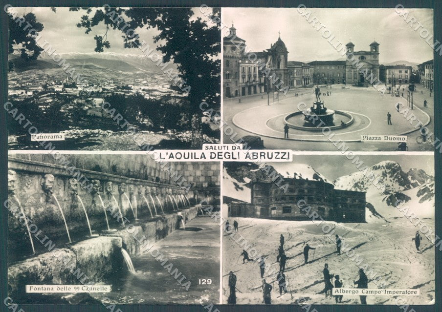 L'Aquila Città Chiesa Campo Imperatore Sci saluti da Foto FG cartolina JK1438 – fronte