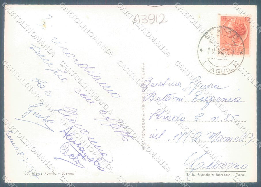 L'Aquila Scanno Lago Santuario Foto FG cartolina JK1441 – retro