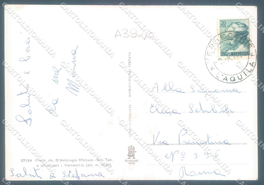 L'Aquila Cappadocia Verrecchie Alterocca 27154 Foto FG cartolina JK1445 – retro