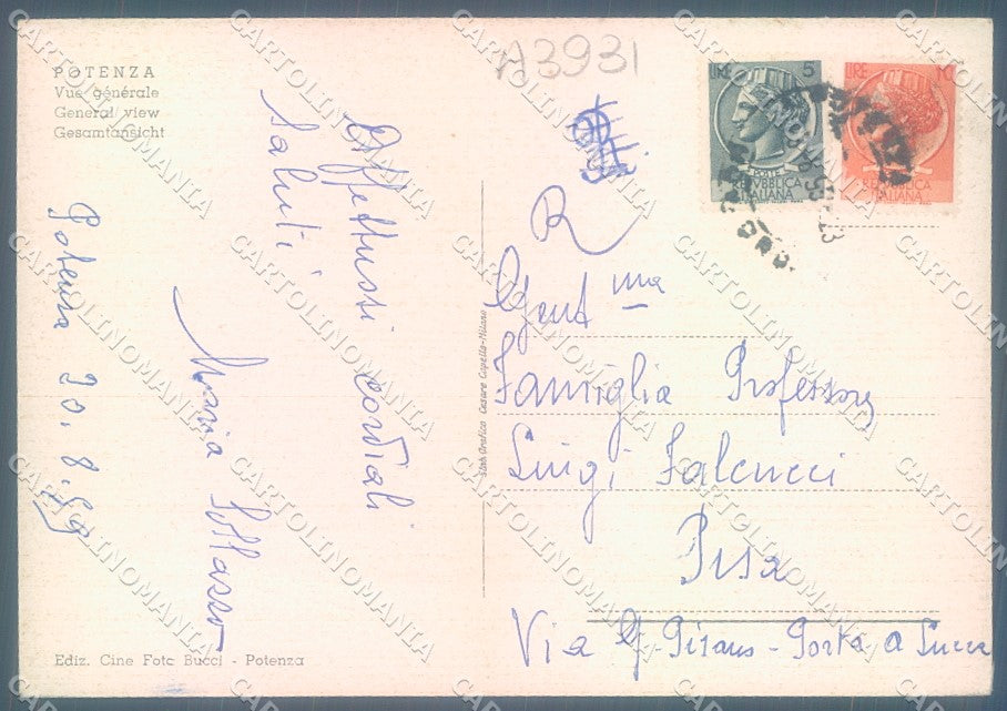 Potenza Città FG cartolina JK1451 – retro