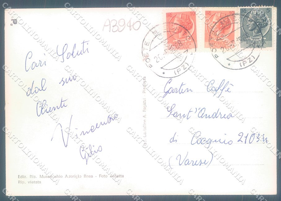 Potenza Maschito Piazza Caroseno Fontana Comunale Foto FG cartolina JK1455 – retro