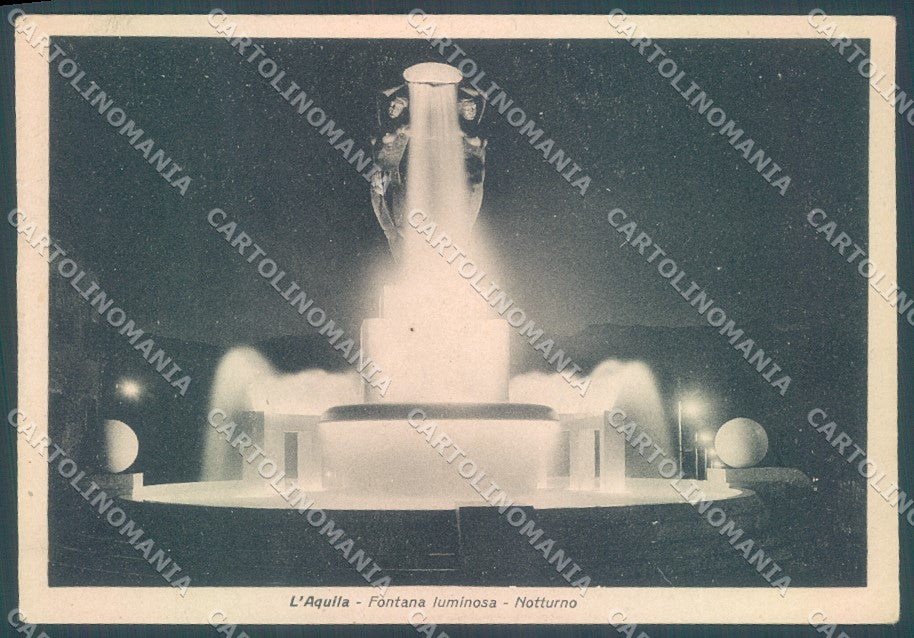 L'Aquila Città Fontana Luminosa Notturno FG cartolina JK1460 – fronte