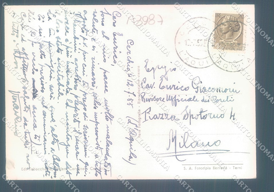 L'Aquila Cerchio Foto FG cartolina JK1476 – retro