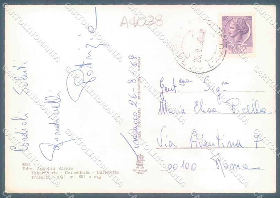 L'Aquila Trasacco Monumento Caduti Alterocca 8655 Foto FG cartolina JK1496 – retro