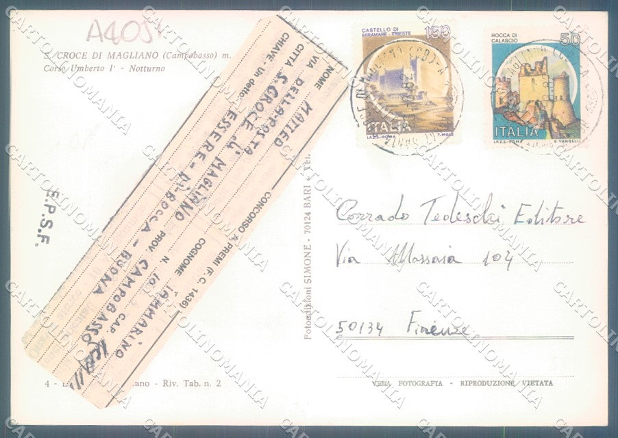 Campobasso S. Croce di Magliano Notturno Foto FG cartolina JK1503 – retro