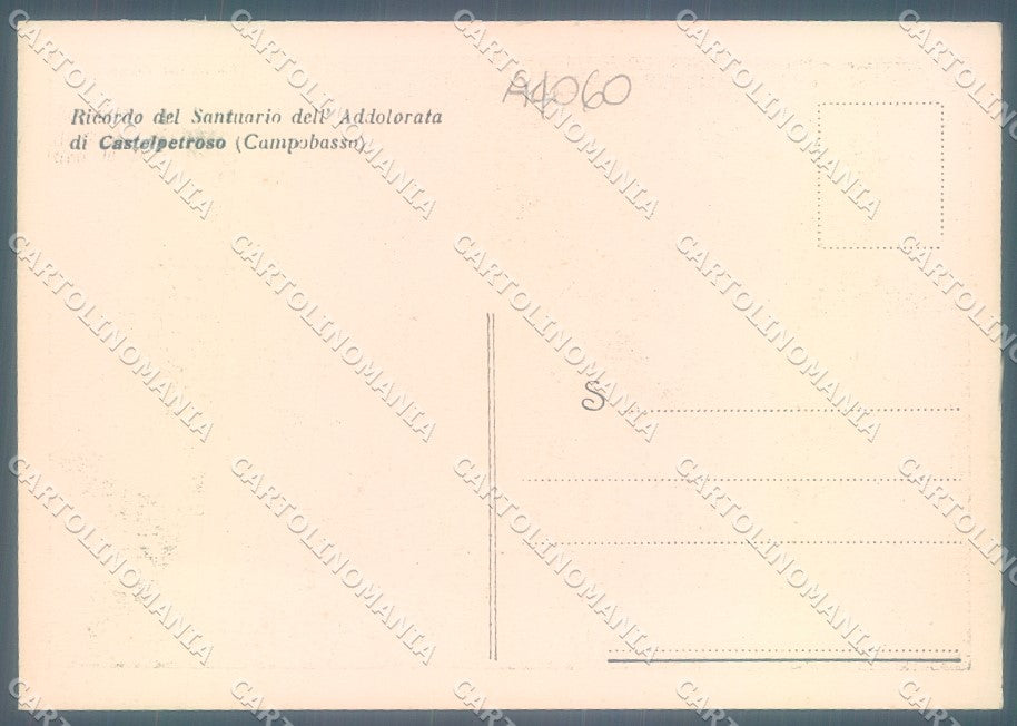 Campobasso Castelpetroso Santuario Addolorata saluti da FG cartolina JK1509 – retro