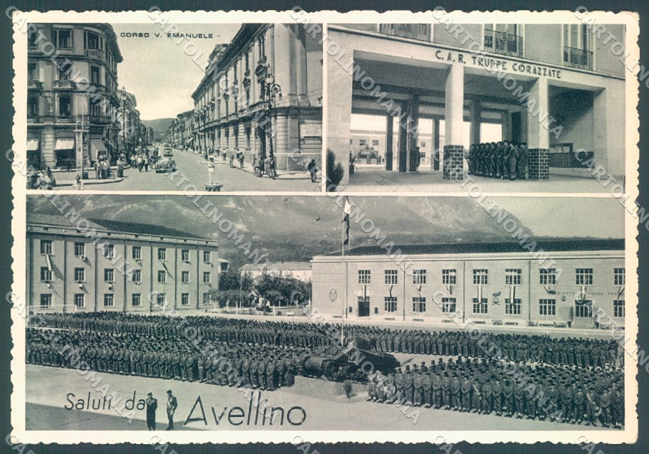 Avellino Città Militari Truppe Corazzate saluti da Foto FG cartolina JK1527 – fronte