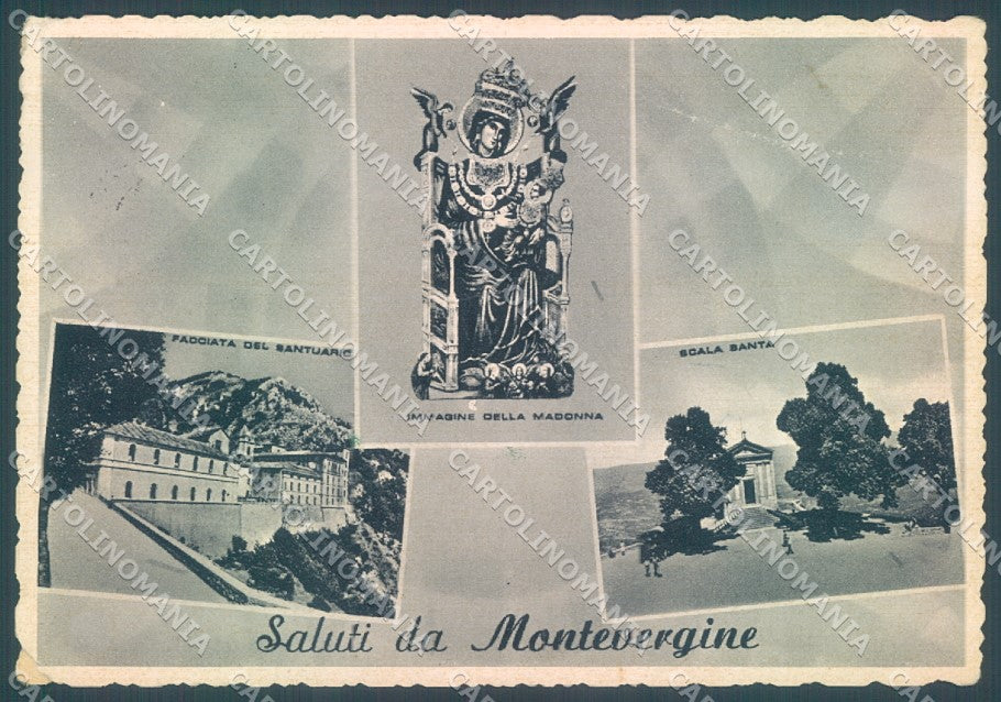 Avellino Montevergine Santuario PIEGA saluti da FG cartolina JK1530 – fronte