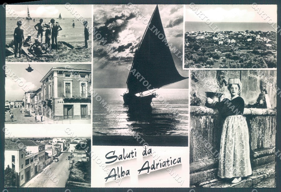 Teramo Alba Adriatica Costumi Spiaggia saluti da Foto FG cartolina JK1577 – fronte