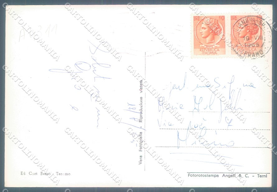 Teramo Città Castello Della Monica Gran Sasso saluti da Foto FG cartolina JK1598 – retro
