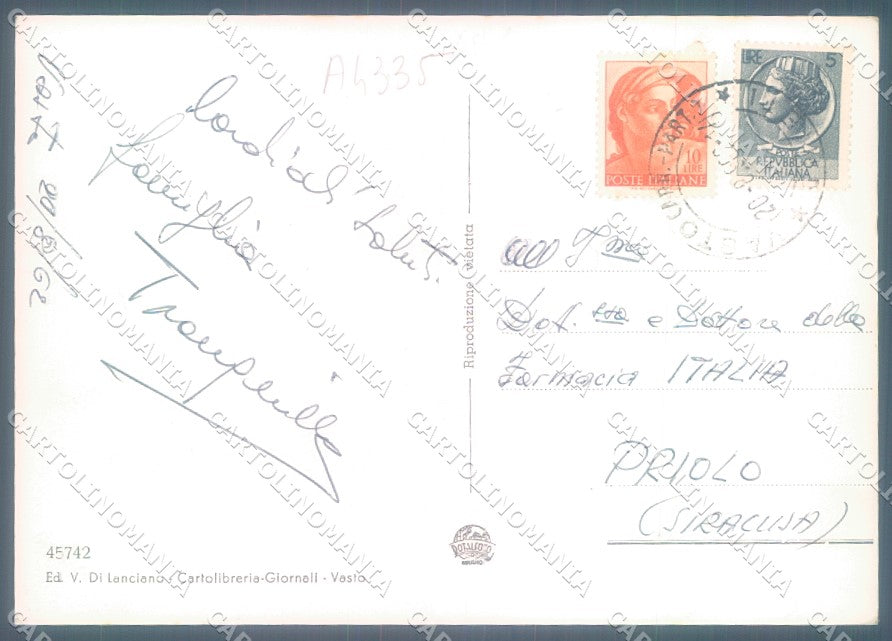 Chieti Vasto Spiaggia Lungomare Foto FG cartolina JK1611 – retro
