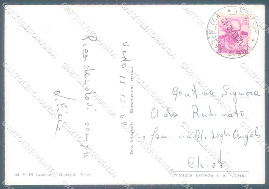 Chieti Vasto Torre di Bassano Fontana Foto FG cartolina JK1619 – retro