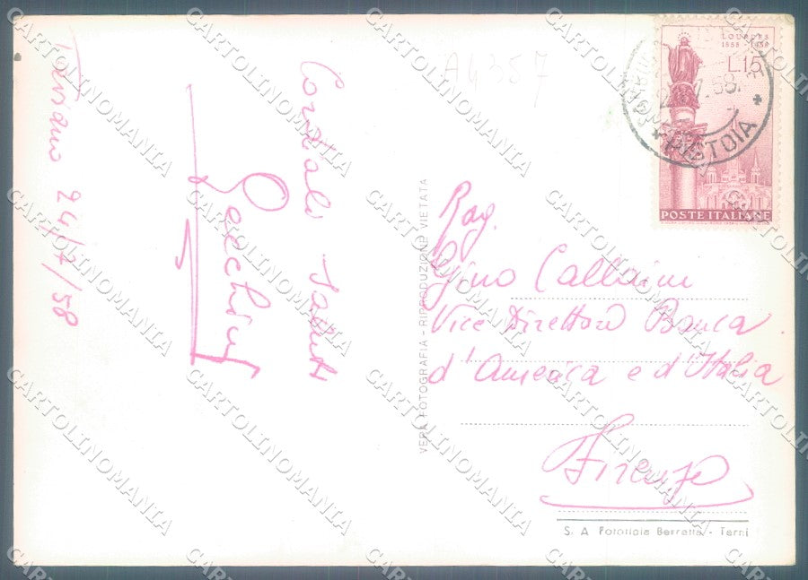 Pistoia Bellavalle Foto FG cartolina JK1628 – retro