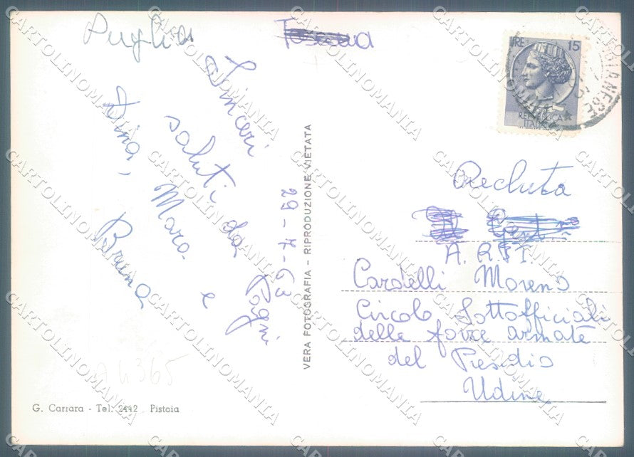 Pistoia Vellano Foto FG cartolina JK1631 – retro