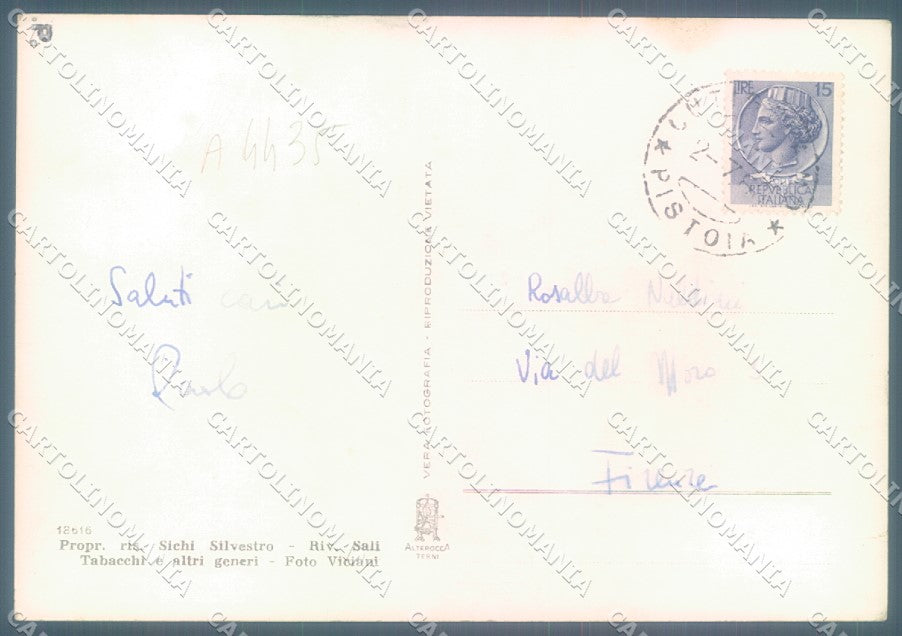 Pistoia Piano degli Ontani saluti da Alterocca 18616 Foto FG cartolina JK1668 – retro