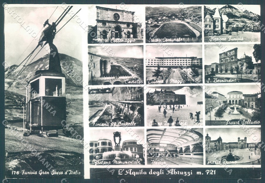 L'Aquila Città Stadio Funivia Castello Foto FG cartolina JK1681 – fronte