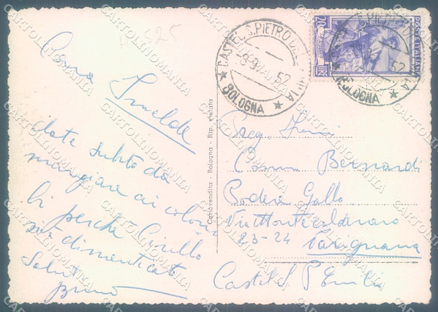 Bologna Castel San Pietro Chiesa Arena saluti da FG cartolina JK1697 – retro