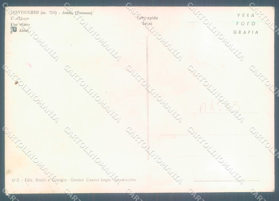 Potenza Atella Abbazia Monticchio PIEGA ANGOLO Foto FG cartolina JK1702 – retro