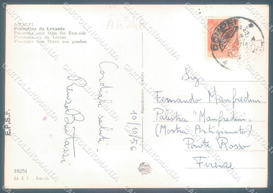 Salerno Amalfi Foto FG cartolina JK1710 – retro