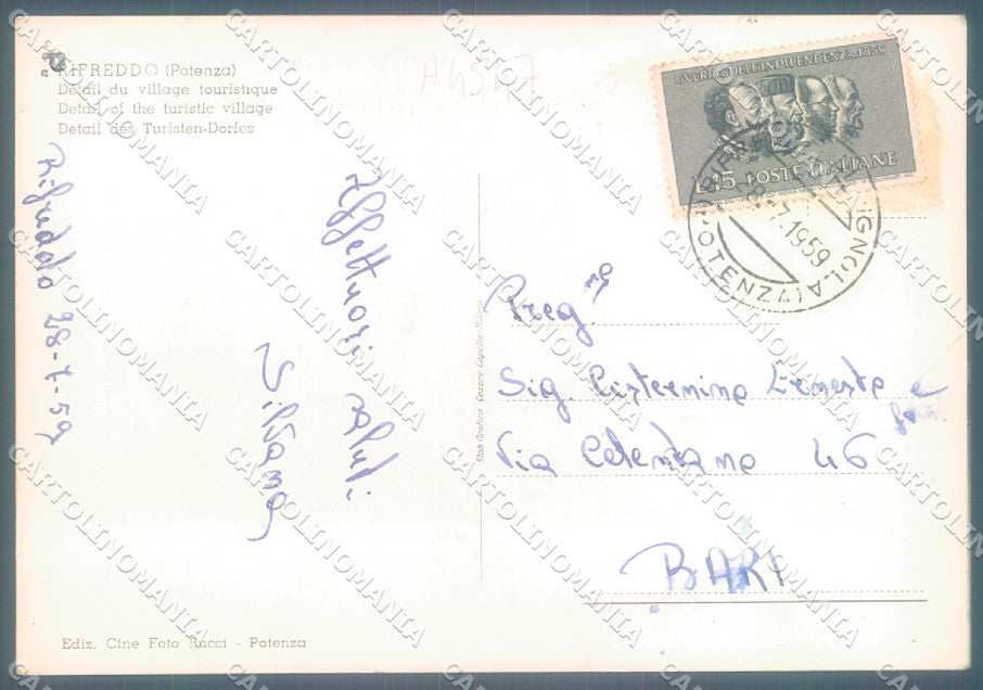 Potenza Rifreddo Villaggio Turistico Foto FG cartolina JK1711 – retro