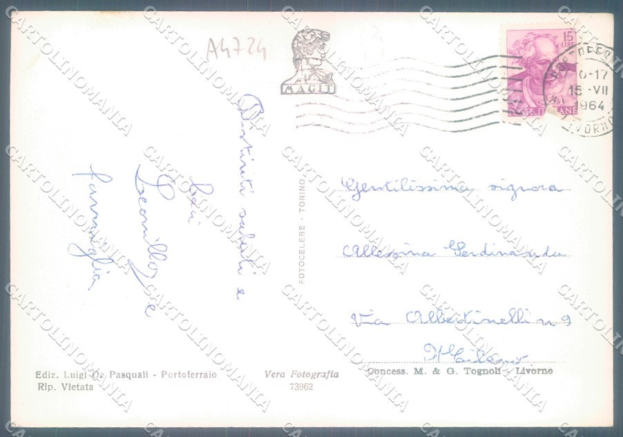 Livorno Isola d'Elba Marciana Marina Foto FG cartolina JK1747 – retro