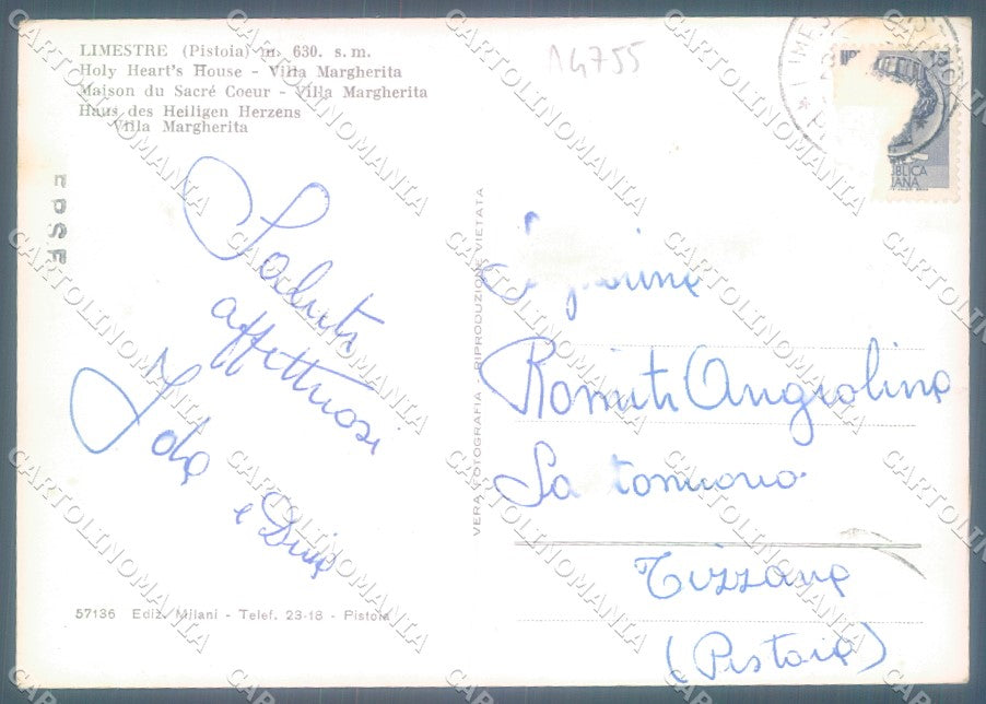 Pistoia Limestre Casa Sacro Cuore Foto FG cartolina JK1772 – retro