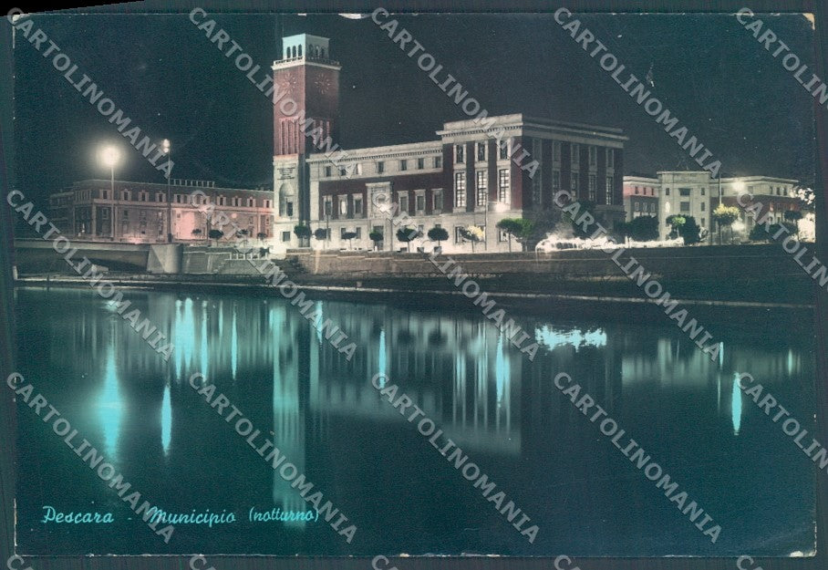 Pescara Città Municipio Notturno Foto FG cartolina JK1789 – fronte
