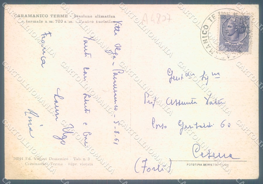 Pescara Caramanico Ponte Chiesa S. Maria Maggiore saluti da FG cartolina JK1795 – retro