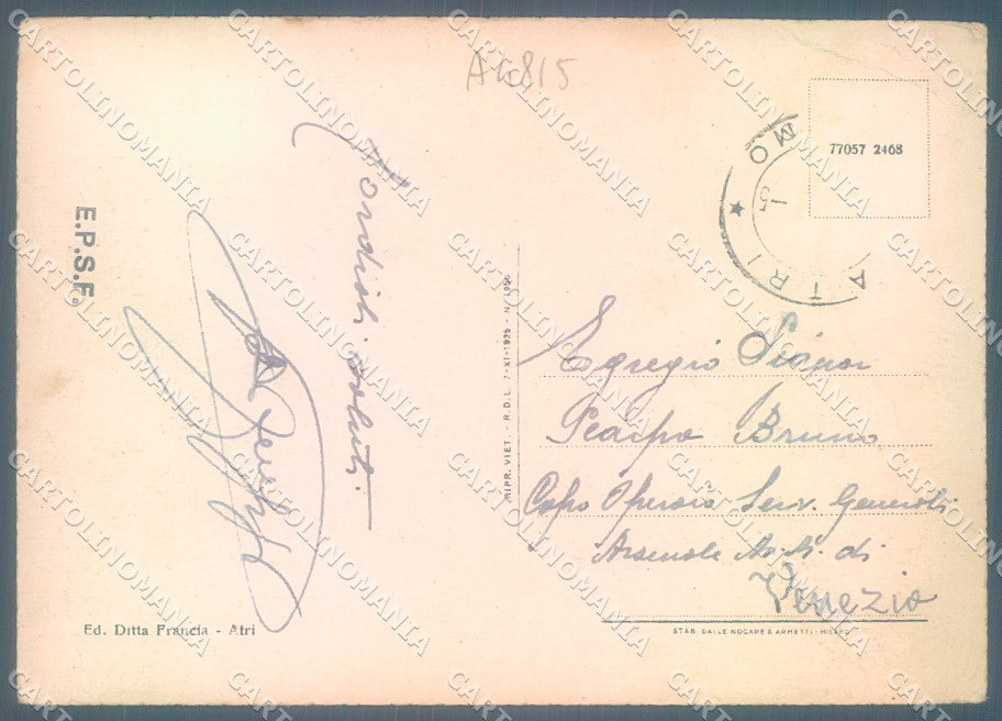 Teramo Atri Parco Comunale PIEGHE FG cartolina JK1800 – retro