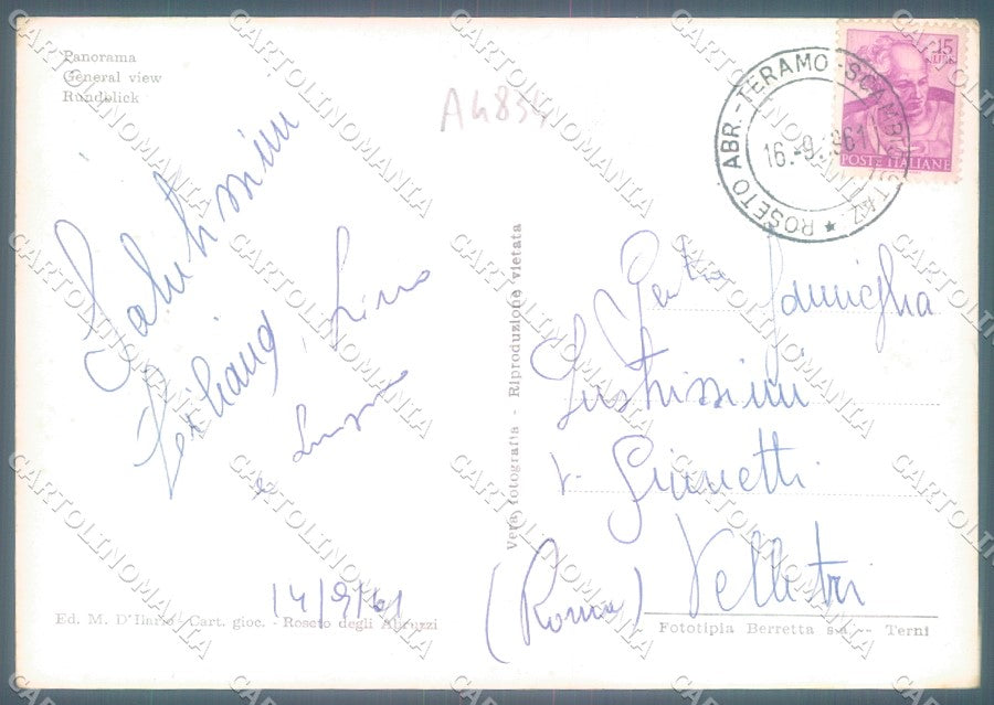 Teramo Roseto degli Abruzzi Foto FG cartolina JK1813 – retro
