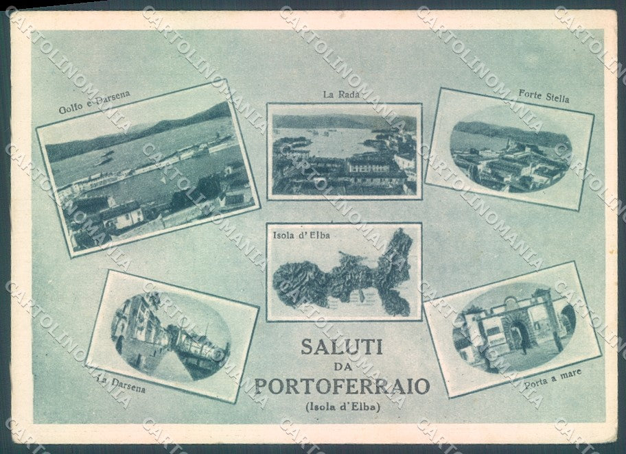 Livorno Isola d'Elba Portoferraio saluti da FG cartolina JK1831 – fronte
