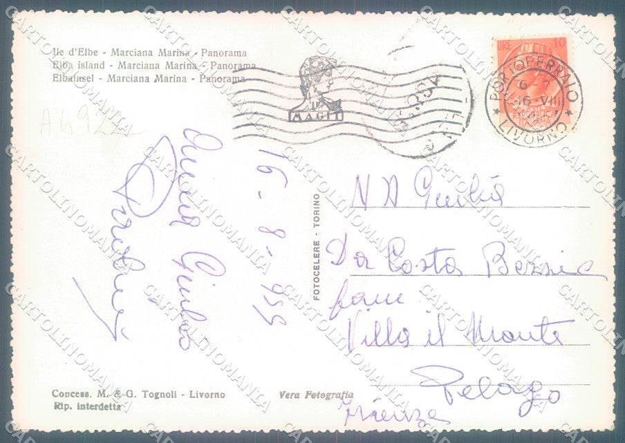 Livorno Elba Marciana Marina Foto FG cartolina JK1850 – retro