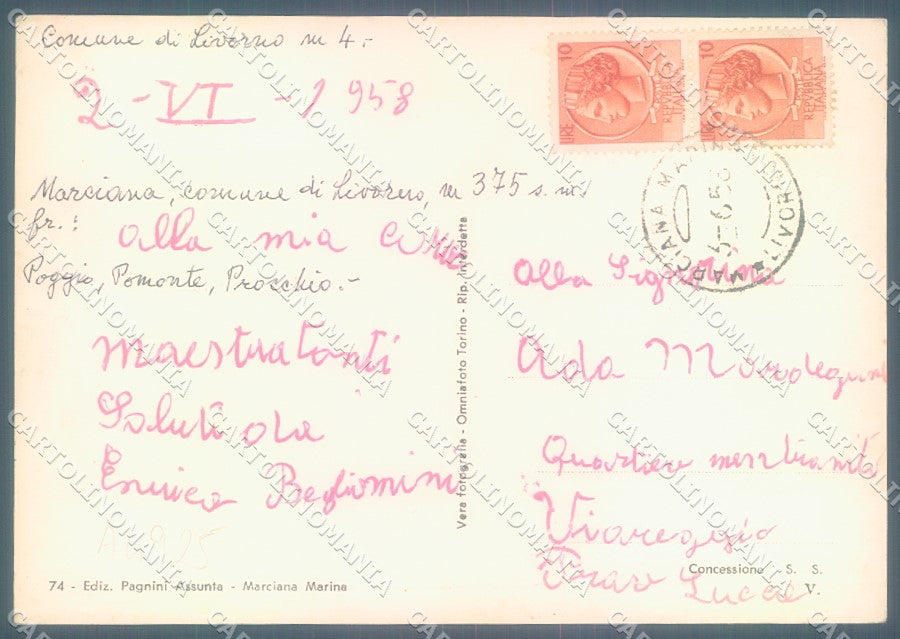 Livorno Elba Marciana Marina Foto FG cartolina JK1851 – retro