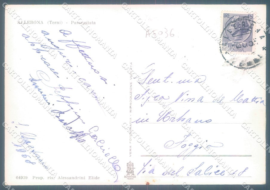 Terni Allerona Passeggiata Alterocca 64939 Foto FG cartolina JK1883 – retro