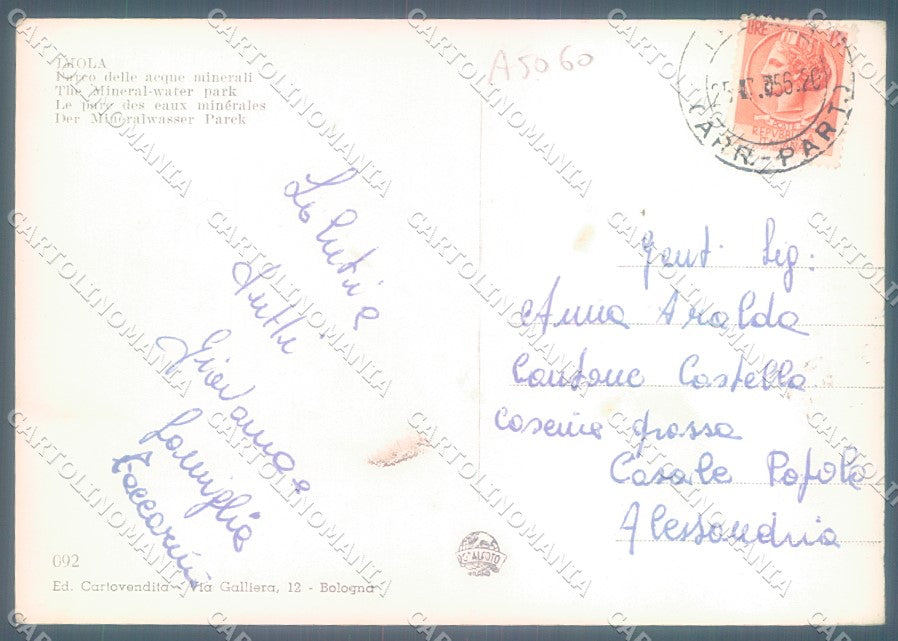 Bologna Imola Parco Acque Minerali Foto FG cartolina JK1892 – retro