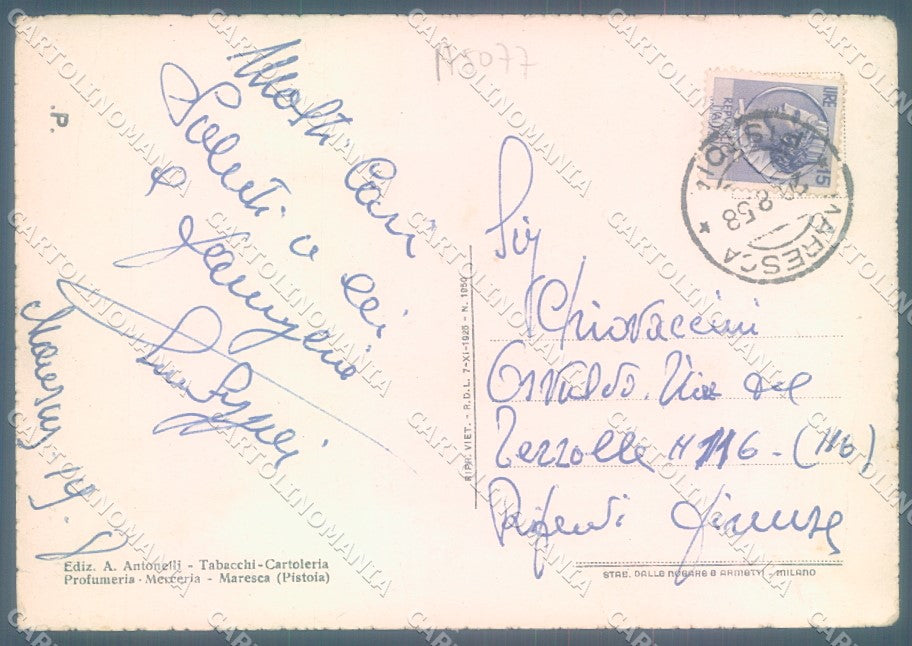 Pistoia San Marcello Pistoiese Maresca ABRASA FG cartolina JK1905 – retro