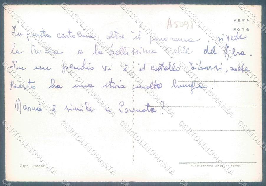 Terni Narni Castello Foto FG cartolina JK1913 – retro