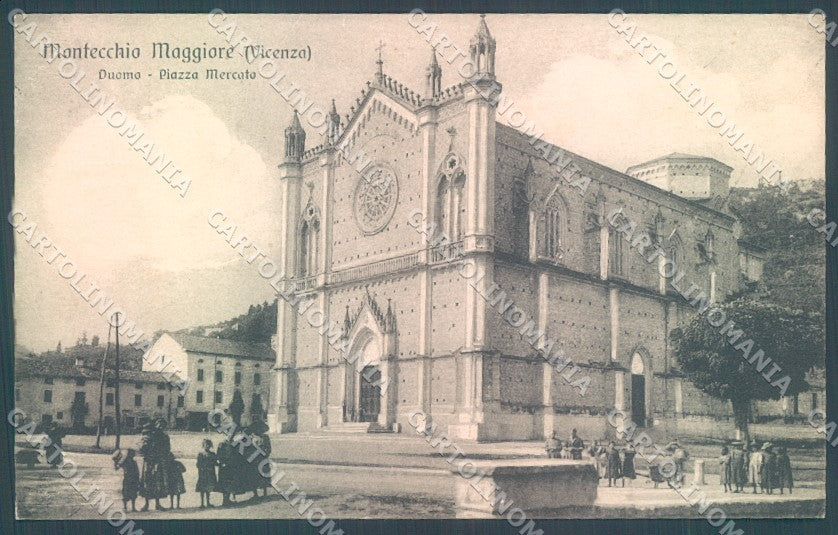 Vicenza Montecchio Maggiore Duomo Piazza Mercato cartolina JK1921 – fronte
