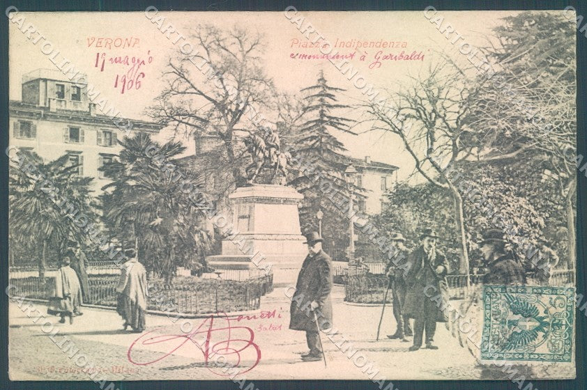 Verona Città Monumento Garibaldi Piazza Indipendenza cartolina JK1925 – fronte